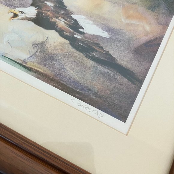 Rocky Barstad SOARING Bald Eagle Framed Art Print 10x12" Signed & Numbered #310 - Picture 3 of 6